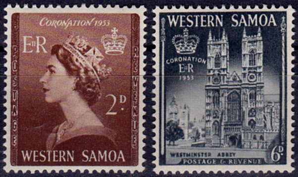 WESTERN SAMOA 1953, 25 May. CORONATION of QEII, set, MH, CV +/-R 25.00 view scans
