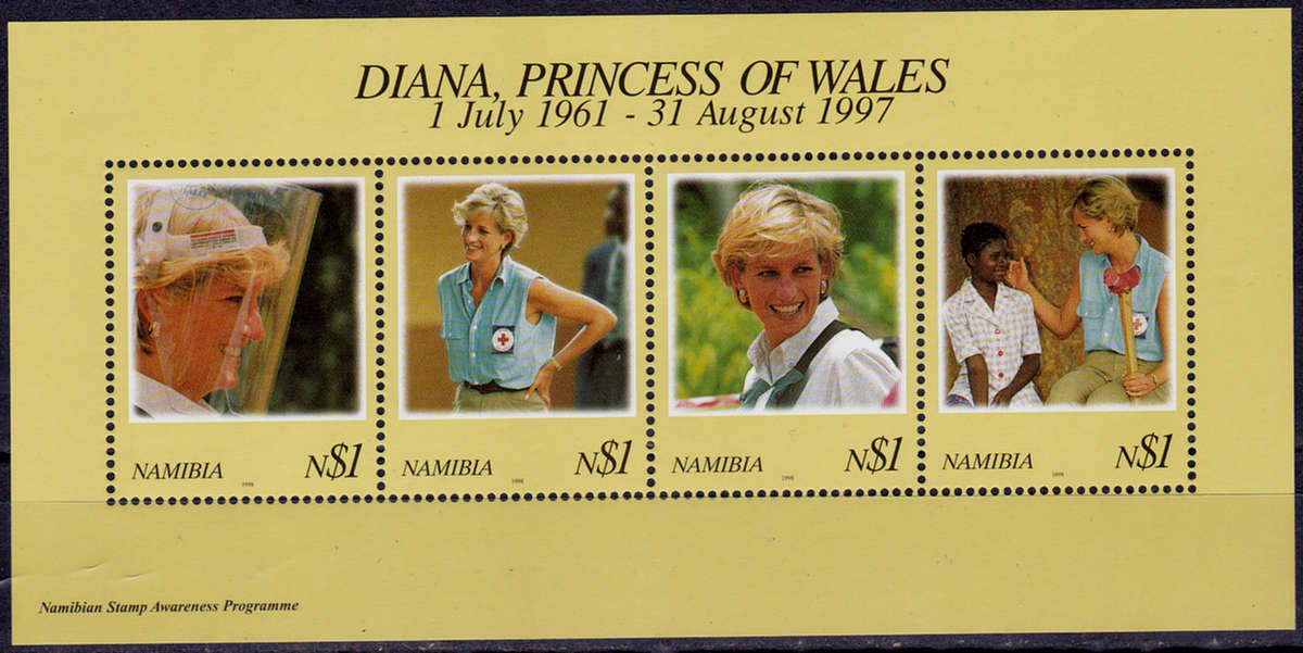 NAMIBIA 1998, 31 March. DIANA, PRINCESS OF WALES, minisheet, MNH, CV R 65.00 view scans