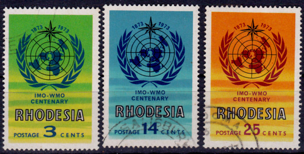 RHODESIA 1973, 2 July. IMO/WMO WORLD METEOROLOGICAL ORG, set, UH, CV R 32.50, view scans
