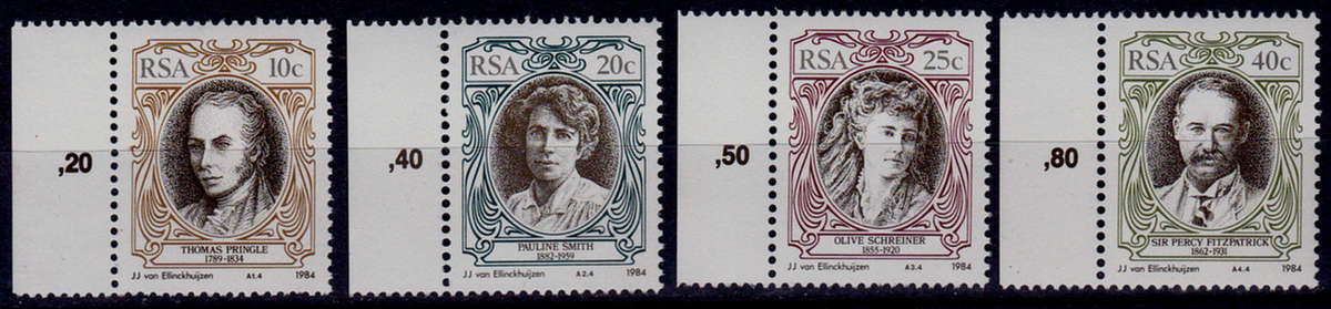 RSA 1984, 24 Feb. SA ENGLISH AUTHORS, set, MNH, CV R 10.00 view scans