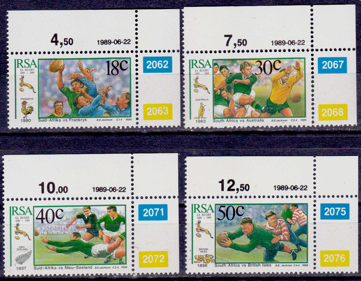 RSA 1989, 22 June. CENTENARY OF SA RUGBY BOARD, set, MNH, CV R 11.50 view scans