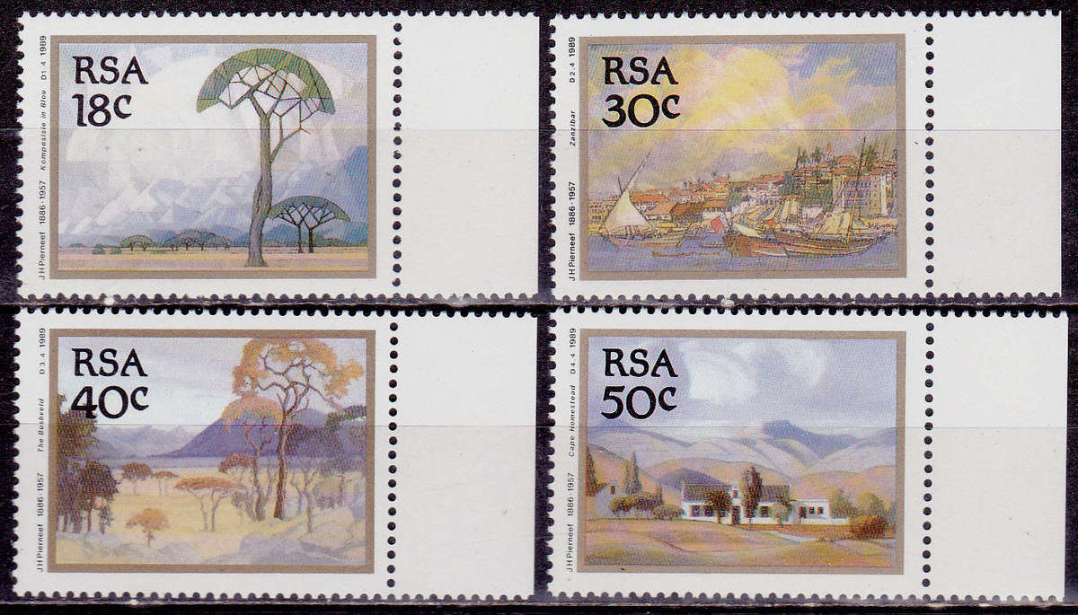 RSA 1989, 3 Aug. PAINTINGS by JACOB HENDRIK PIERNEEF, set, MNH, CV R 10.00 view scans
