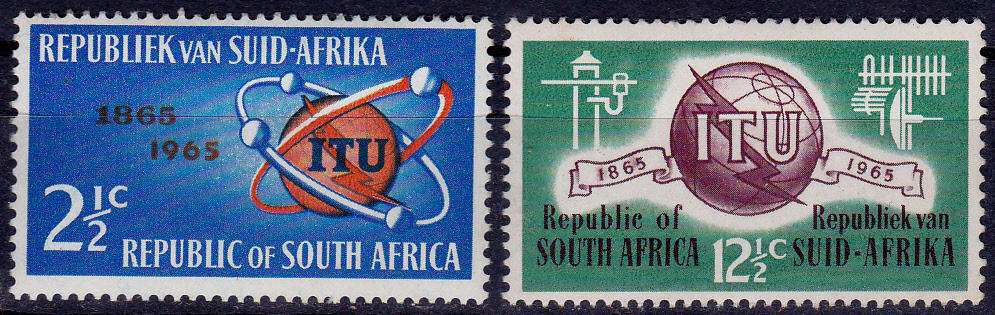RSA 1965, 17 May. 100th ANNIV of ITU, set, MNH, CV R 37.50 view scans