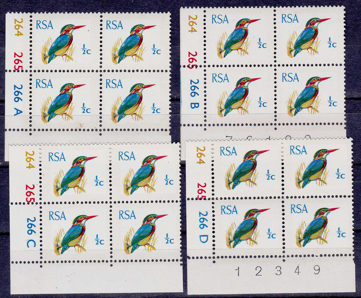 RSA 1970, May. DEFINITIVE ISSUE, ½c control blocks A B C D, MNH, CV R 8.00 view scans