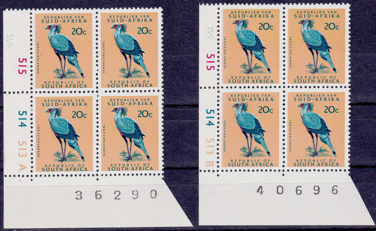 RSA 1973, 8 May. DEFINITIVE ISSUE, 20c controls A B, MNH, CV R 320.00 view scans