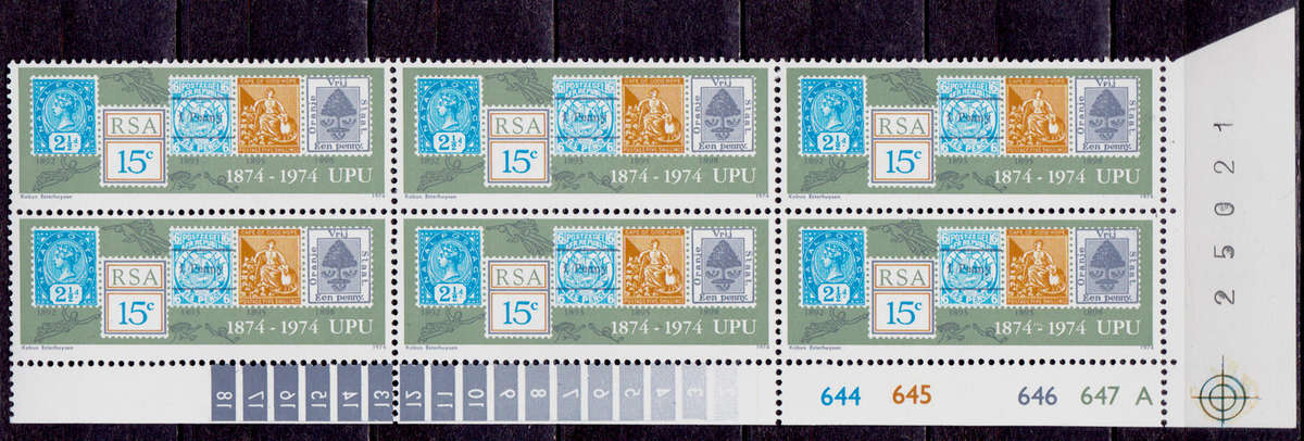 RSA, 1974. Universal postal union. Block
