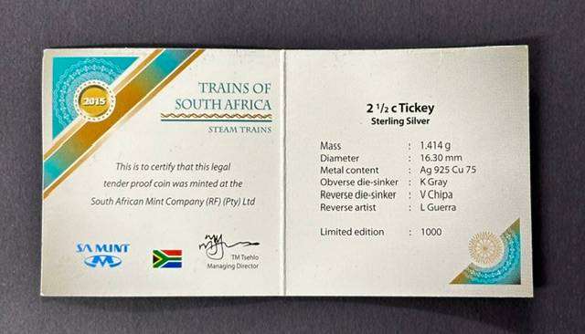 2015 SA Silver 2 1/2c Proof - Steam Trains