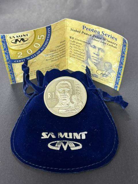 Albert Luthuli - Silver Uncirculated Protea R1 - Nobel Peace Prize Winners