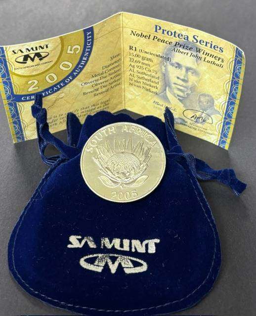 Albert Luthuli - Silver Uncirculated Protea R1 - Nobel Peace Prize Winners
