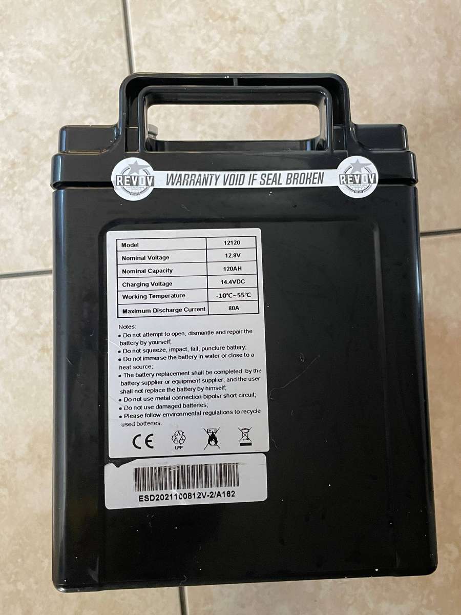Two Revov 12V 120AH Lithium Batteries