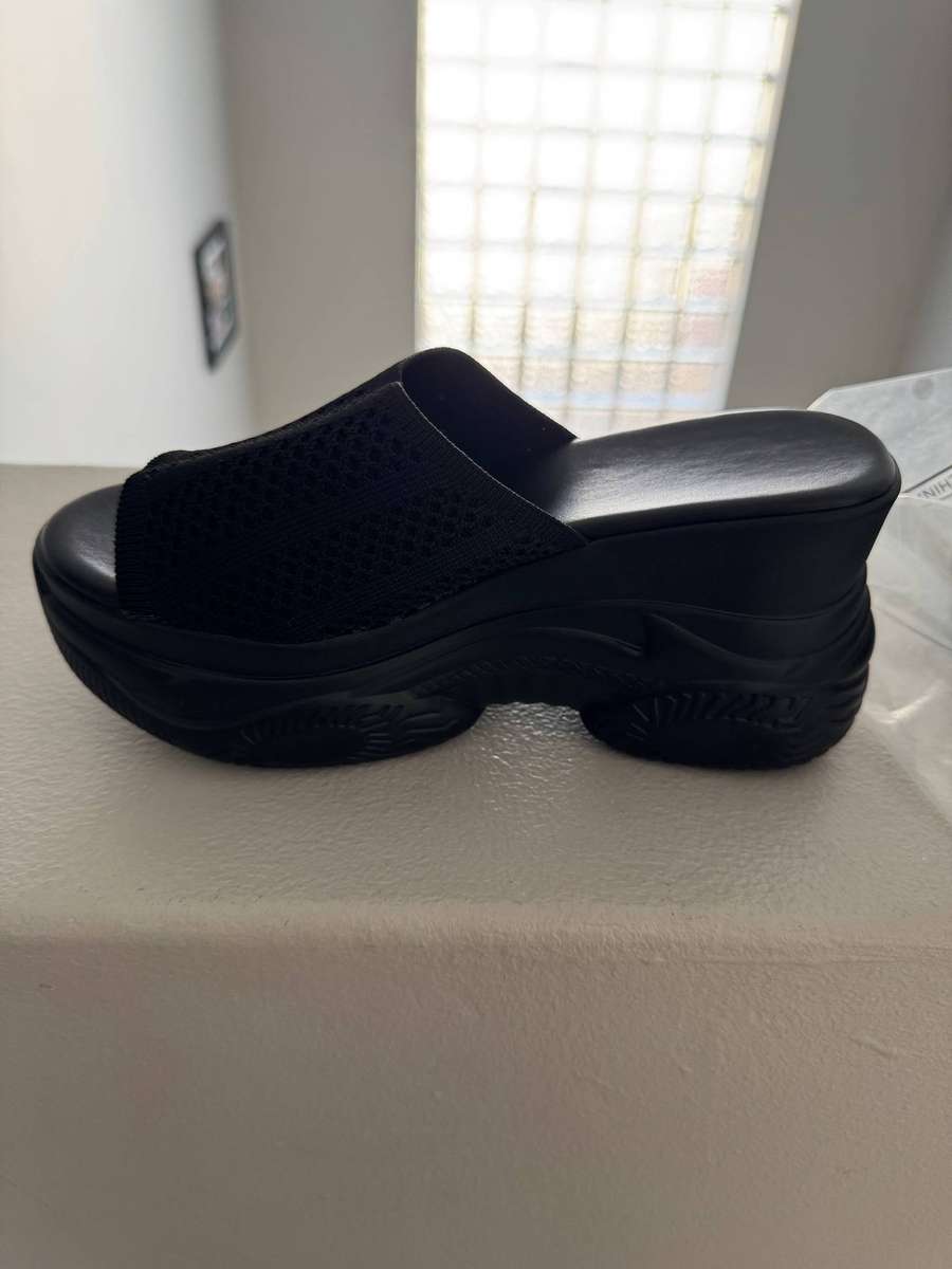 Black Wedge Sandals
