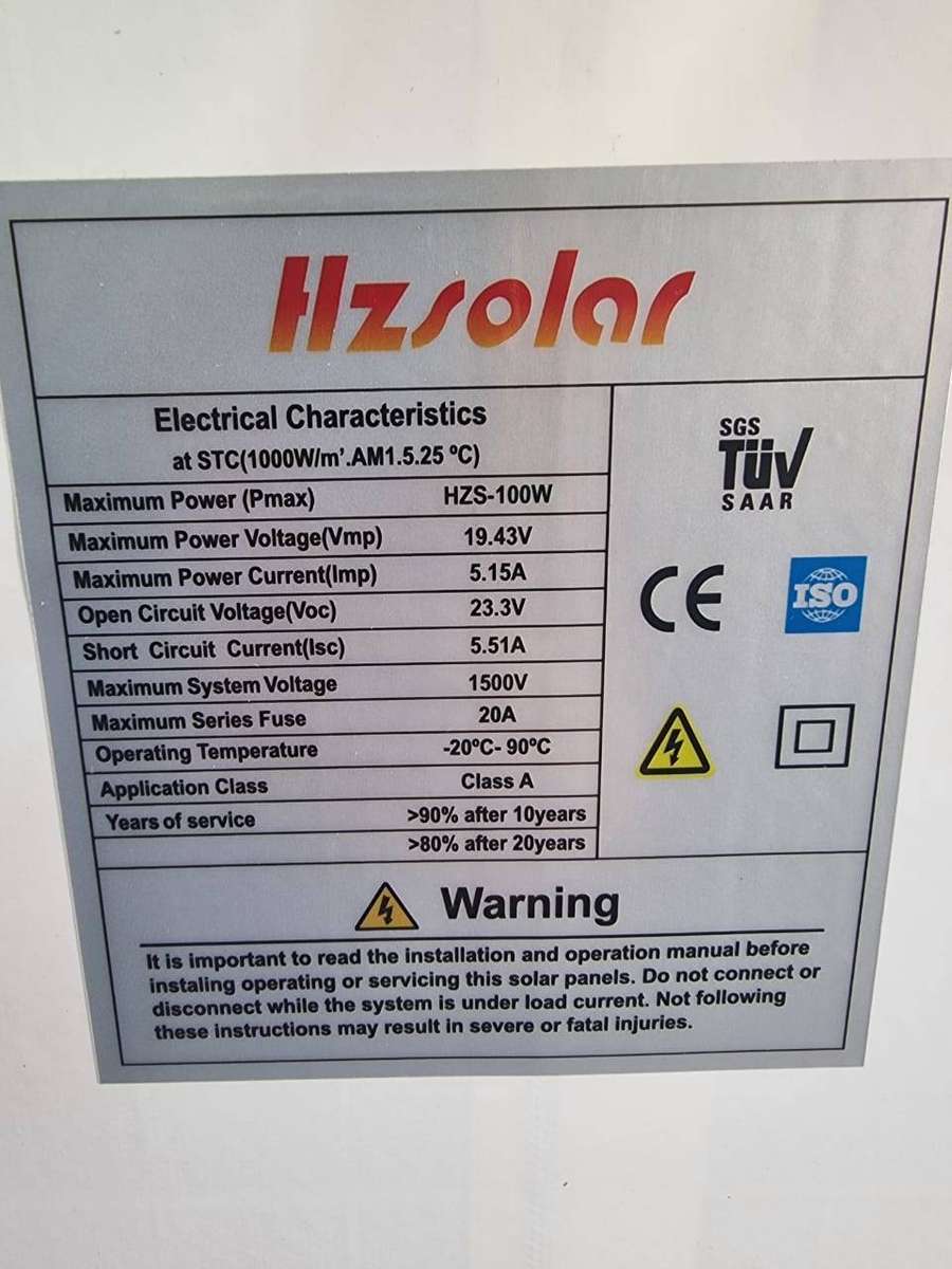 100W / 18V Monocrystalline HZ Solar Panel #1