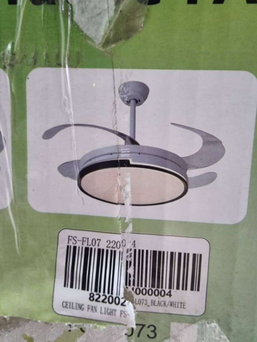 White & Black Retractable Ceiling Fan With Remote - 073  #35