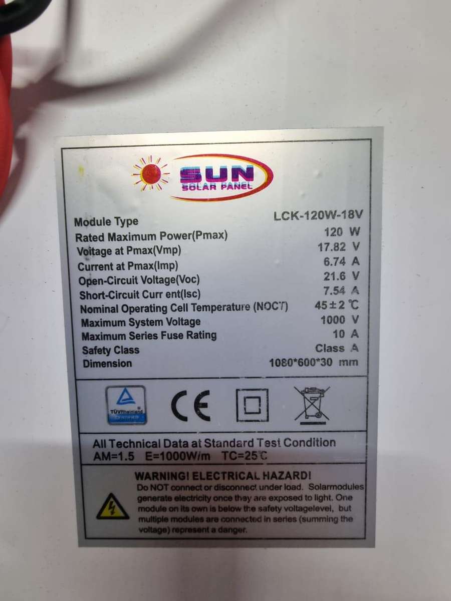 120W / 18V Monocrystalline Solar Panel SP-SUN #9