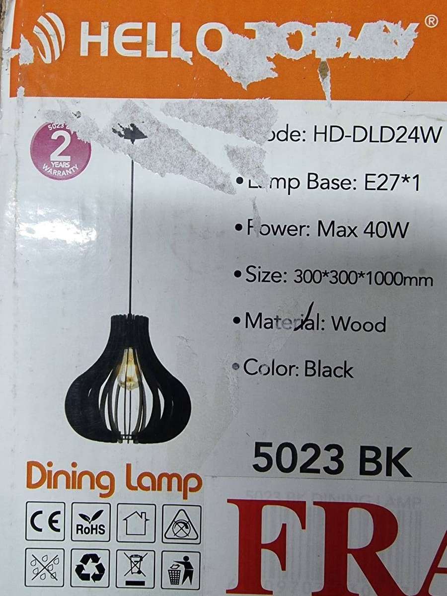 Curved wooden pendant light fitting 5023 black