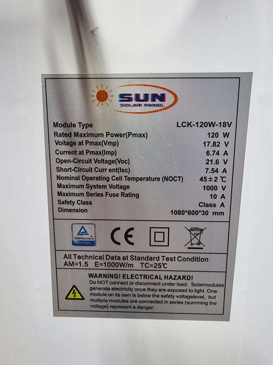 120W / 18V Monocrystalline Solar Panel SP-SUN #3