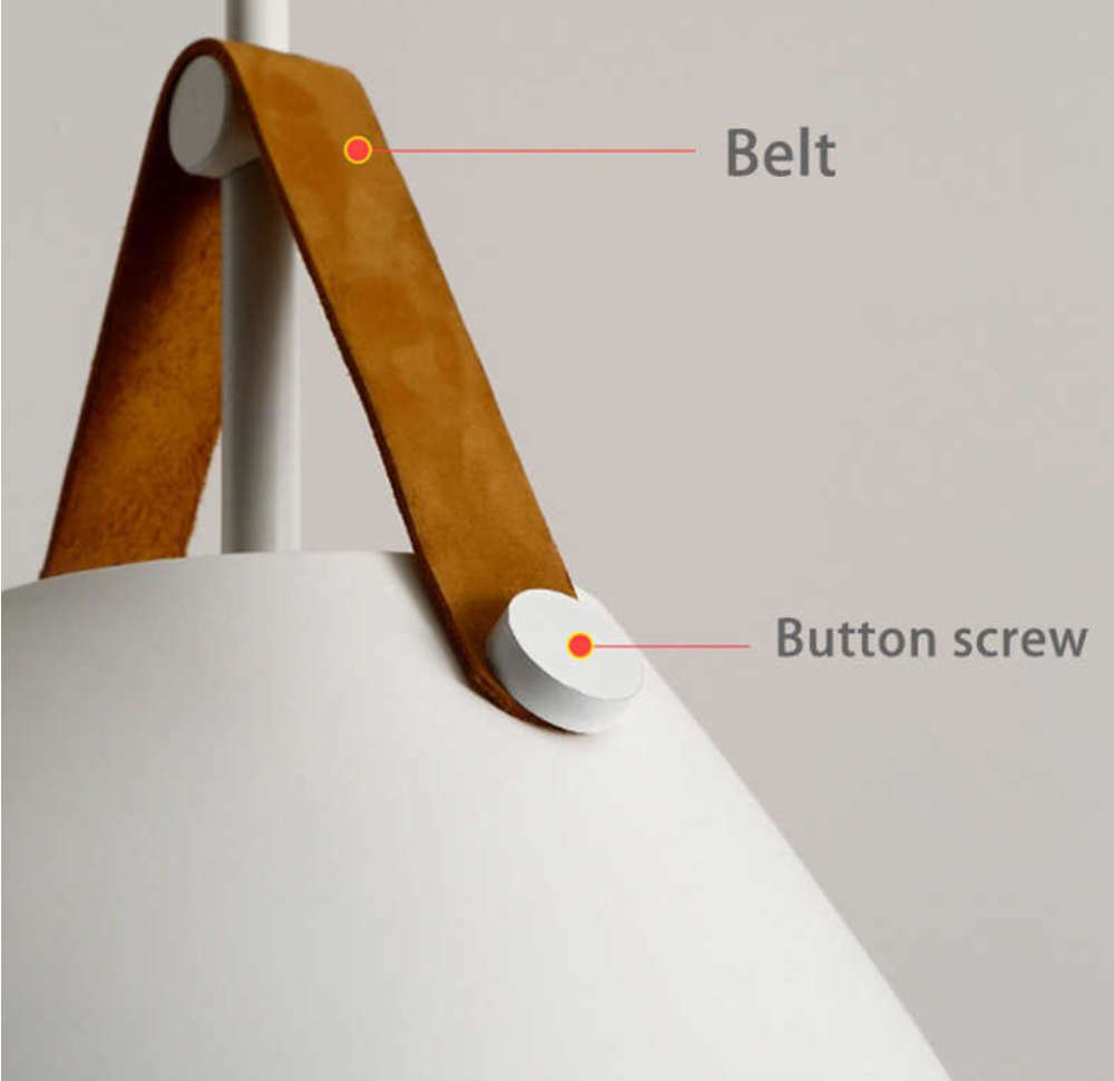 2 Pack - Modern Nordic Leather Strap Pendant Lamp - grey