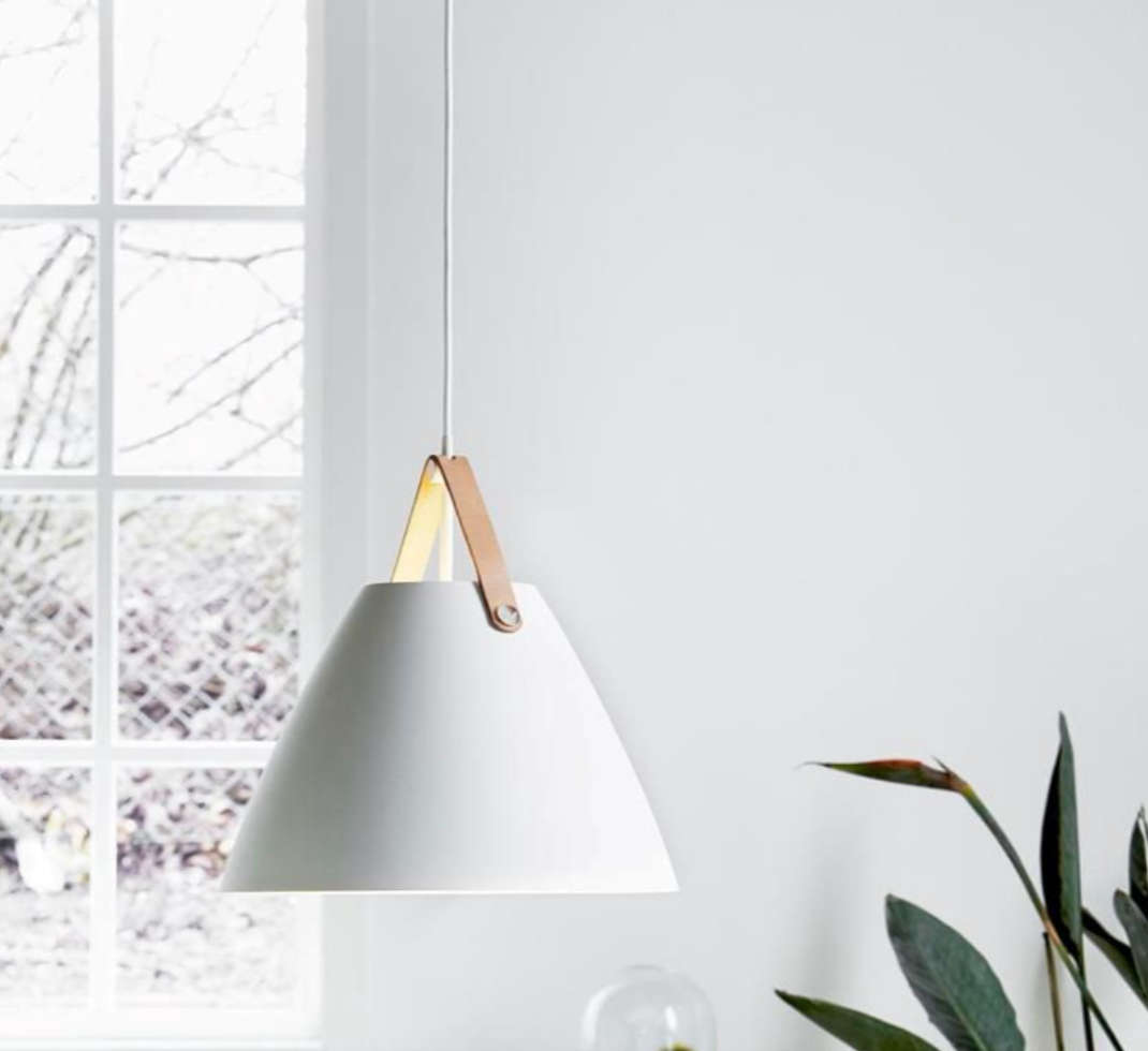 2 Pack - Modern Nordic Leather Strap Pendant Lamp - whitw