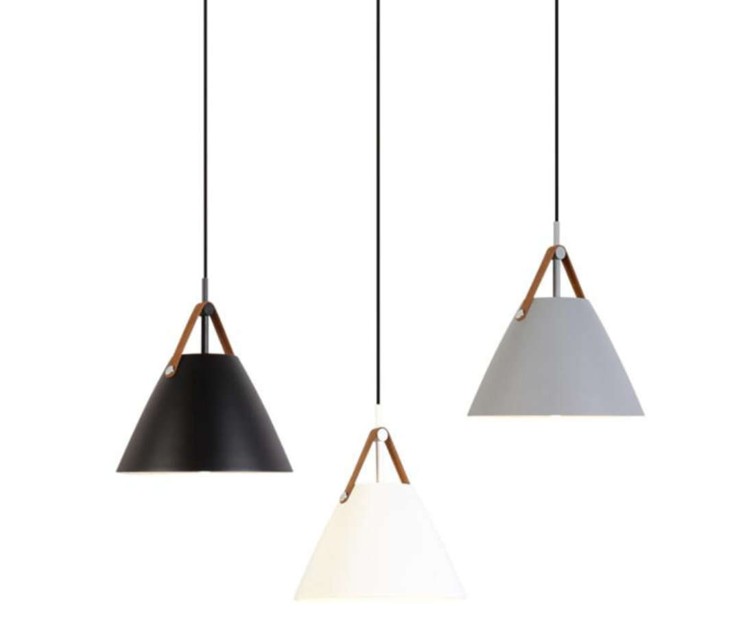 2 Pack - Modern Nordic Leather Strap Pendant Lamp - grey