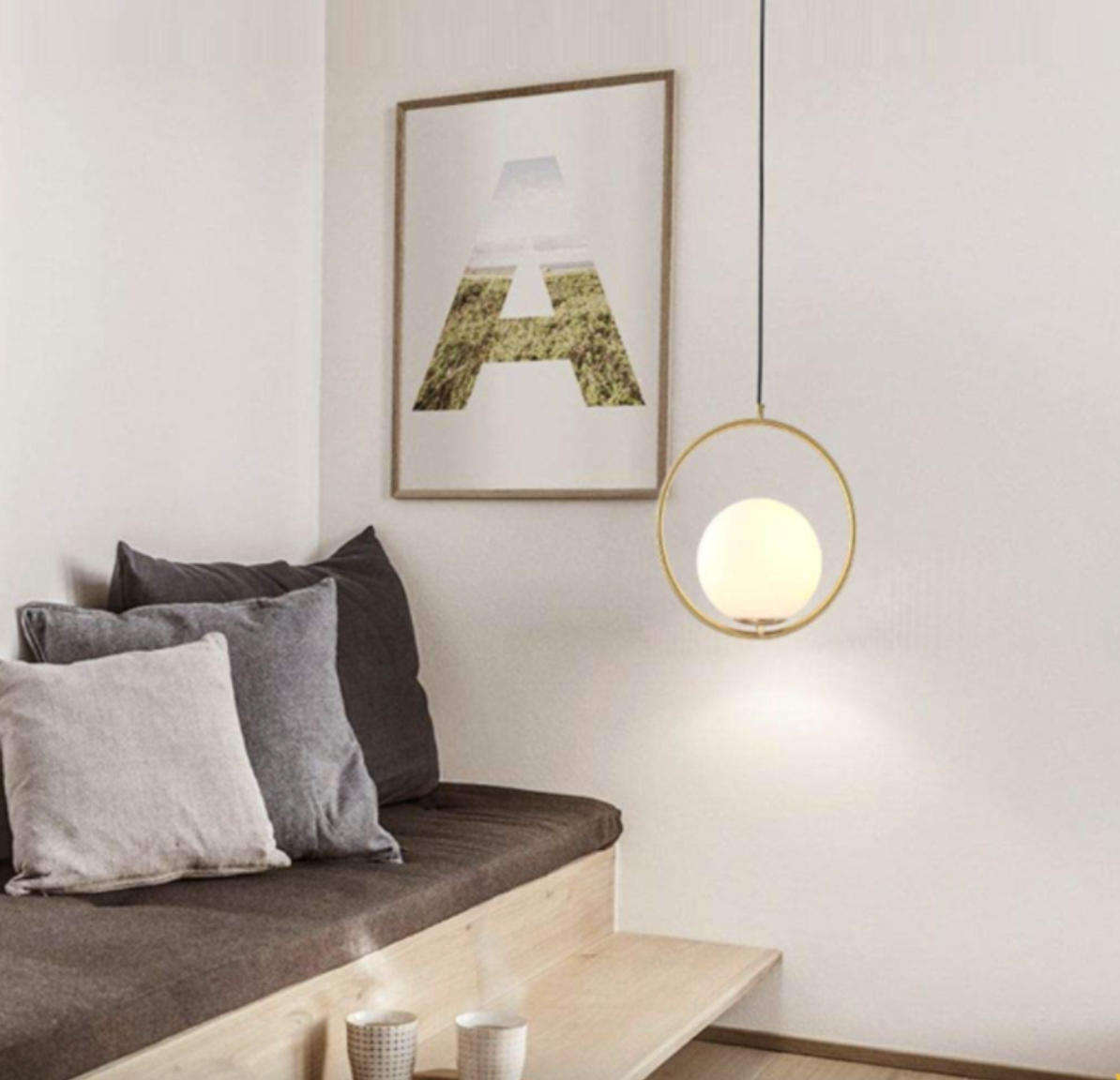 Gold Modern Pendant Light Frosted Glass