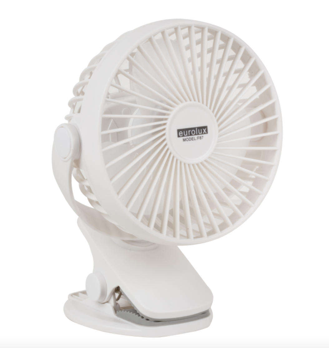 Eurolux Portable Rehargeable Usb Mini Clip On Fan