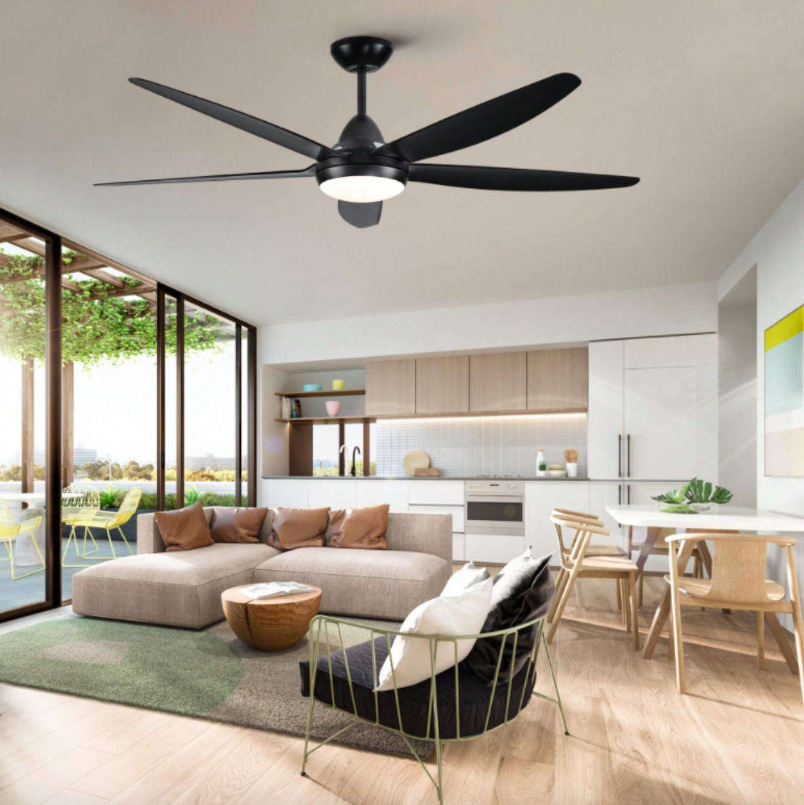 Five Blade LED Ceiling Fan with Remote Control - Black - FL665 #20