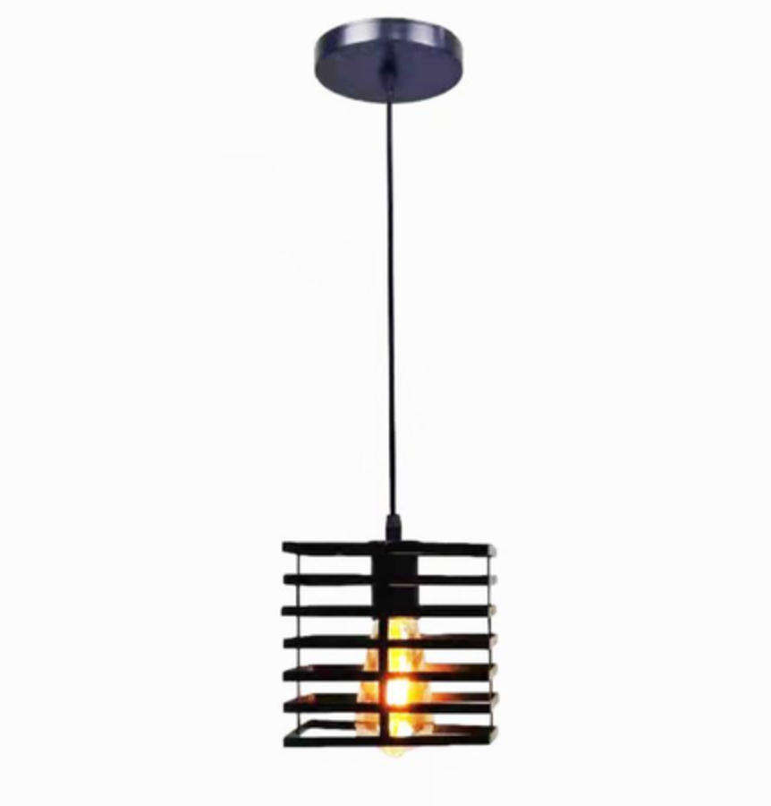2 Pack - Metal cage Pendant Light fitting - Black