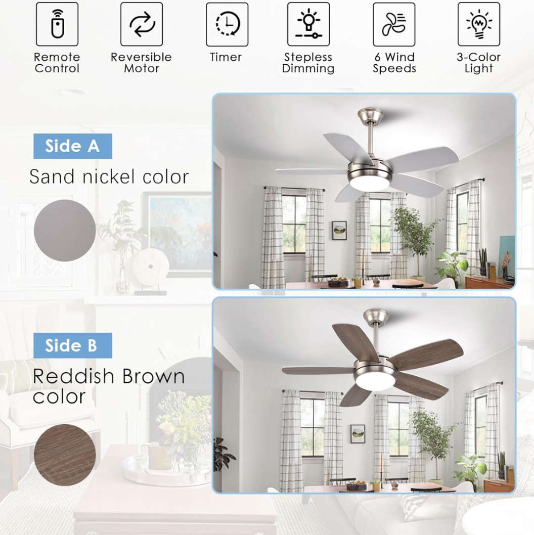 Five Blade LED Ceiling Fan With Interchangeable Colour Blades - 663 #23