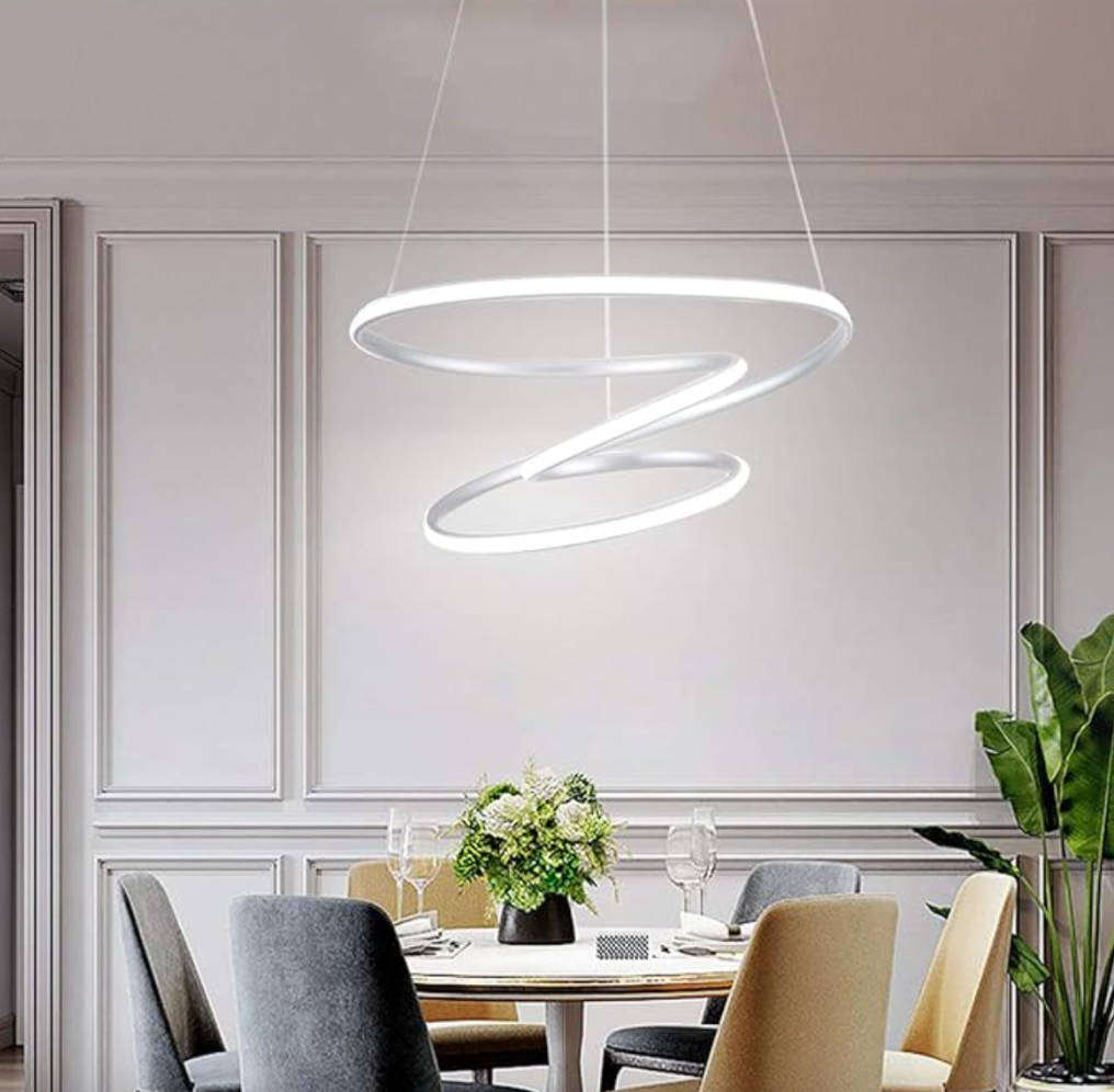 White Acrylic Ribbon Pendant LED Light
