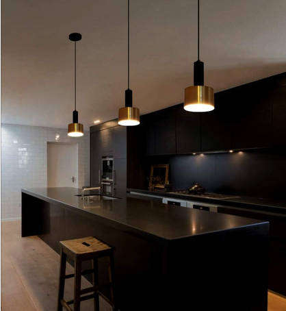 3 Pack Black & Copper Cylindrical Metal Pendant Ceiling Light 6045