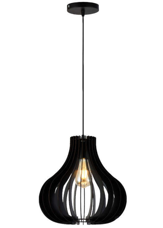 Curved wooden pendant light fitting 5023 black