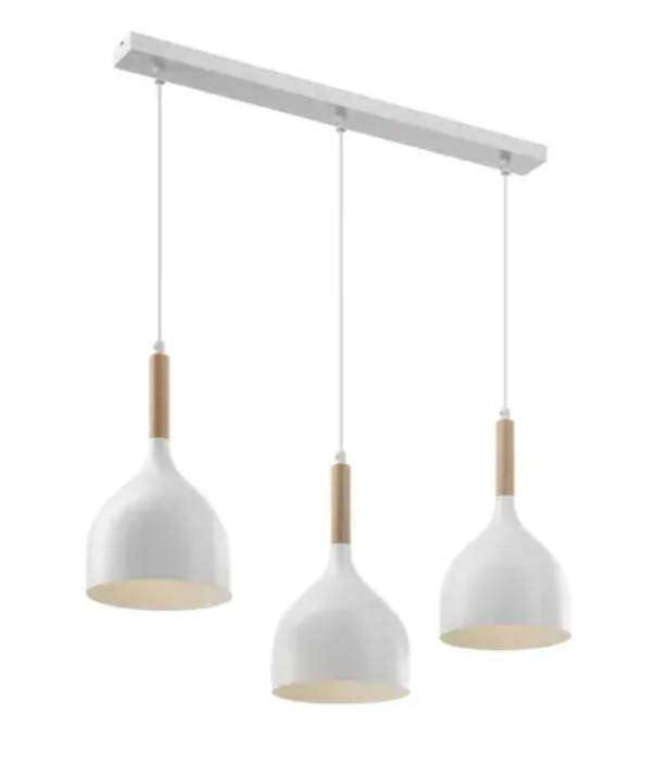 Modern Small Bowl Style Pendant Light Fitting - Row Of 3 - White 6006