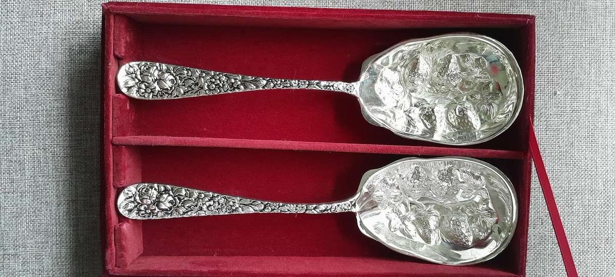 2 x very Large Godinger Silver dessert spoons