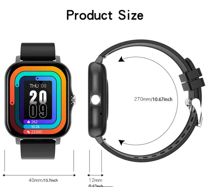 New Full Touch Smart Watch - High-Resolution Display, Sleep & Exercise Tracker. Grey silicone strap.