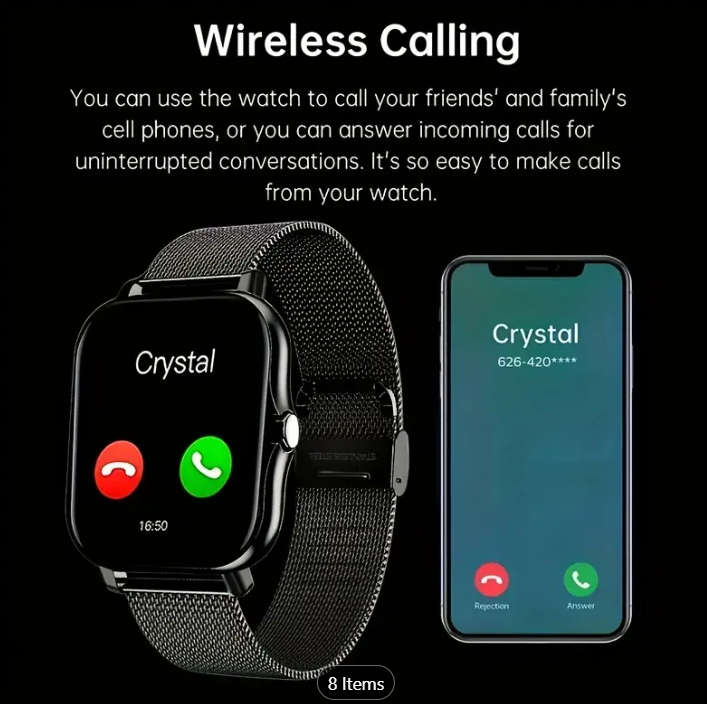 New Full Touch Smart Watch - High-Resolution Display, Sleep & Exercise Tracker. Grey silicone strap.