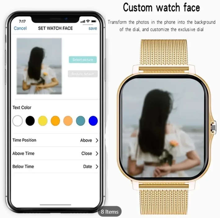 New Full Touch Smart Watch - High-Resolution Display, Sleep & Exercise Tracker. Grey silicone strap.