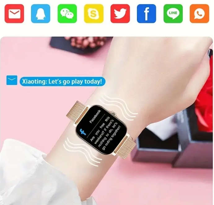 New Full Touch Smart Watch - High-Resolution Display, Sleep & Exercise Tracker. Grey silicone strap.