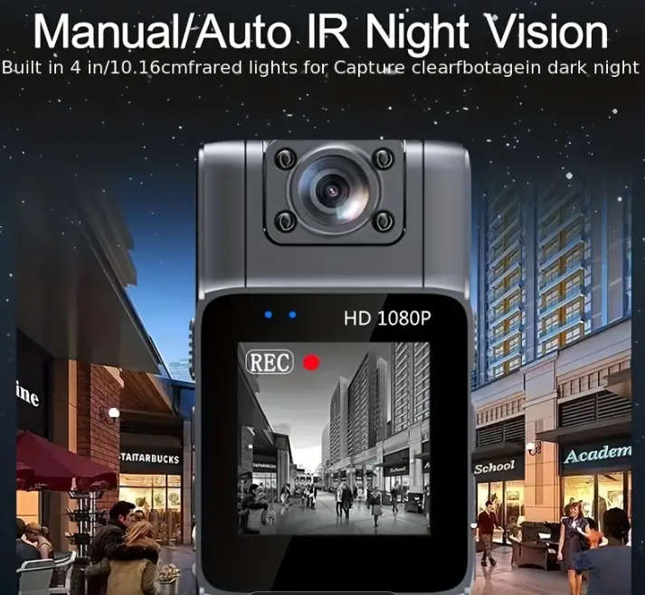 1080P HD Portable Video Recorder Camera - Bodycam - Compact Back Clip Design, Quick Operation.