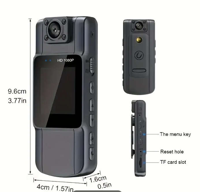1080P HD Portable Video Recorder Camera - Bodycam - Compact Back Clip Design, Quick Operation.