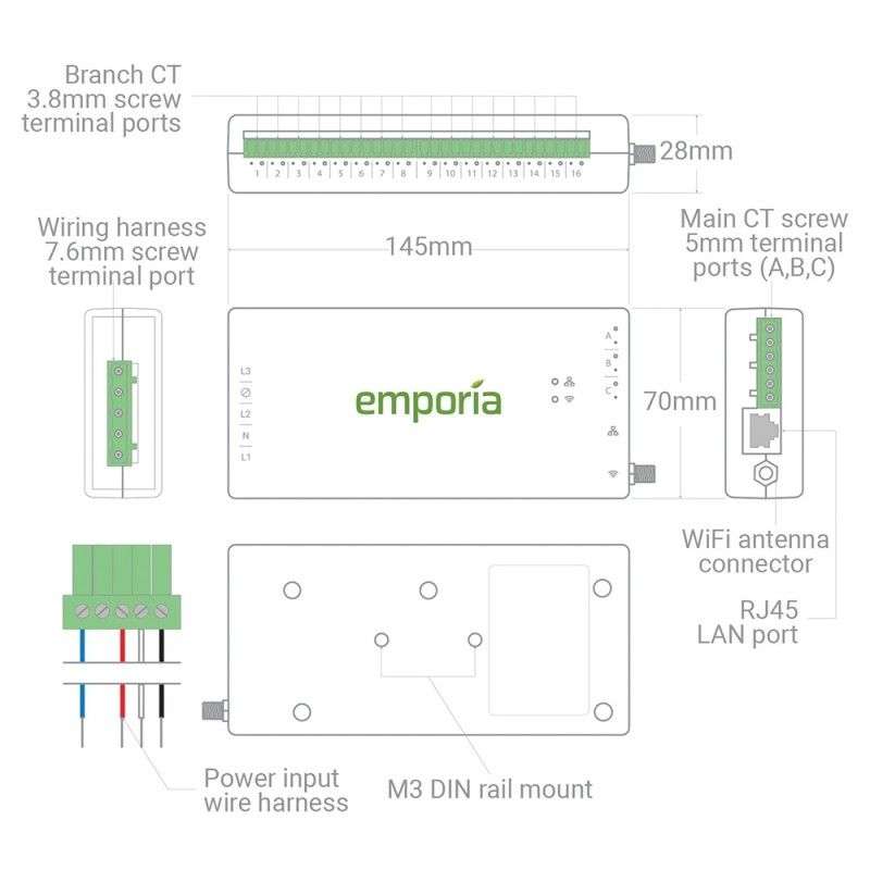 Emporia Vue Energy Monitor-with 8x 50A Emporia Current Monitoring Sensors