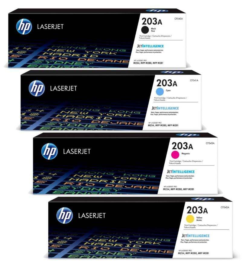 HP 203A LaserJet Toner Cartridges: Black, Cyan, Magenta, Yellow Combo Pack SALE !!