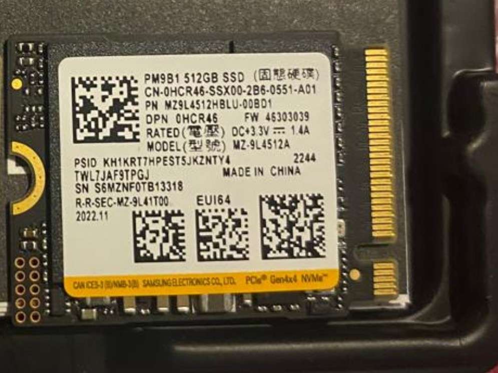 Samsung PM9B1 - 512GB - M.2 2244 PCIe Gen4X4 NVME SSD - MZ-9L4512A