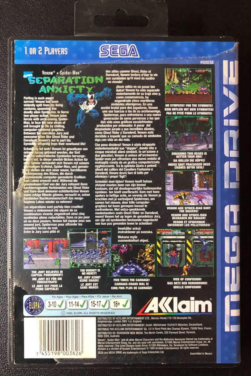 Venom.Spider-Man: Separation Anxiety - Sega Mega Drive