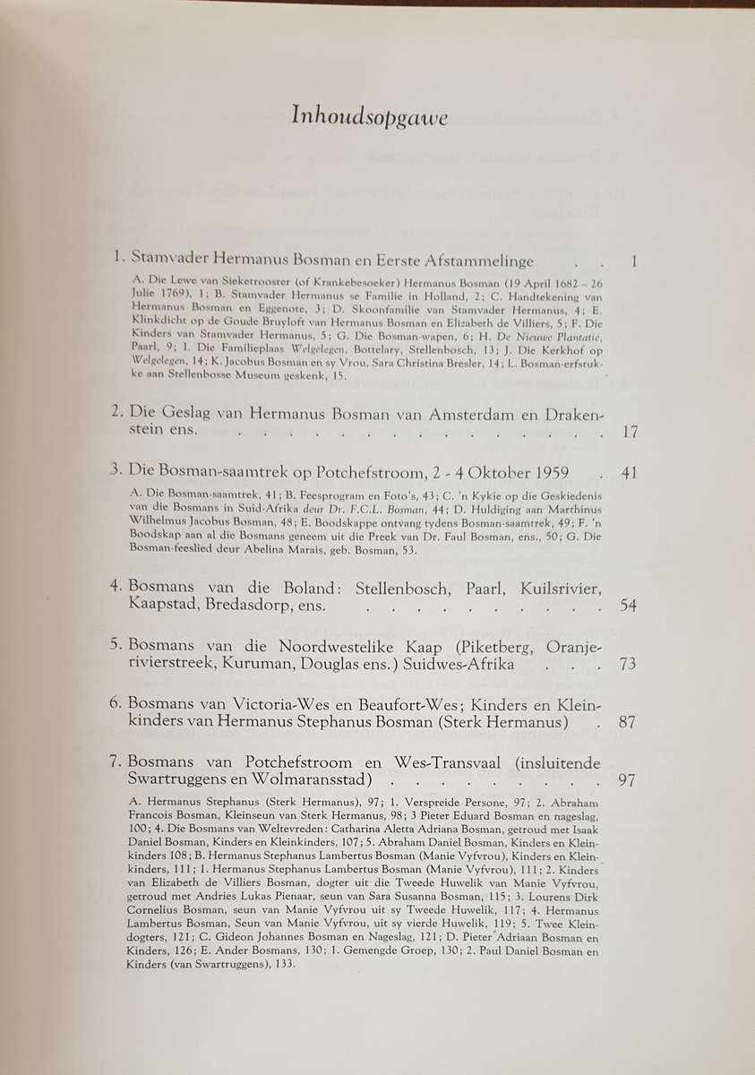 Die Bosmans van Suid Afrika 1707 - 1965