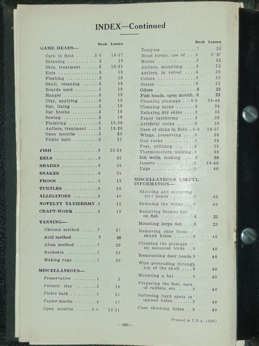 * 1914 * Lessons in Taxidermy - J.W. Elwood (Signed)