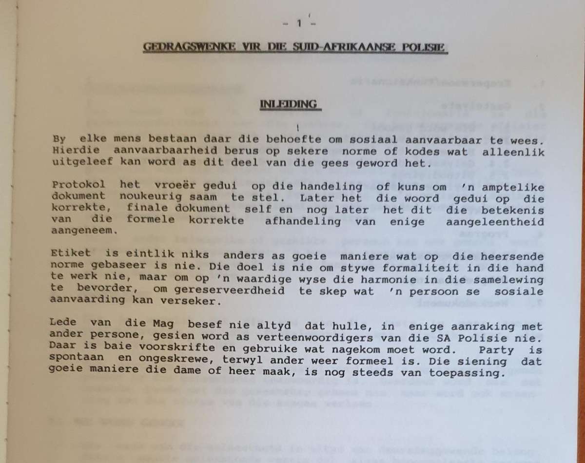Gedragswenke vir die Suid Afrikaanse Polisie