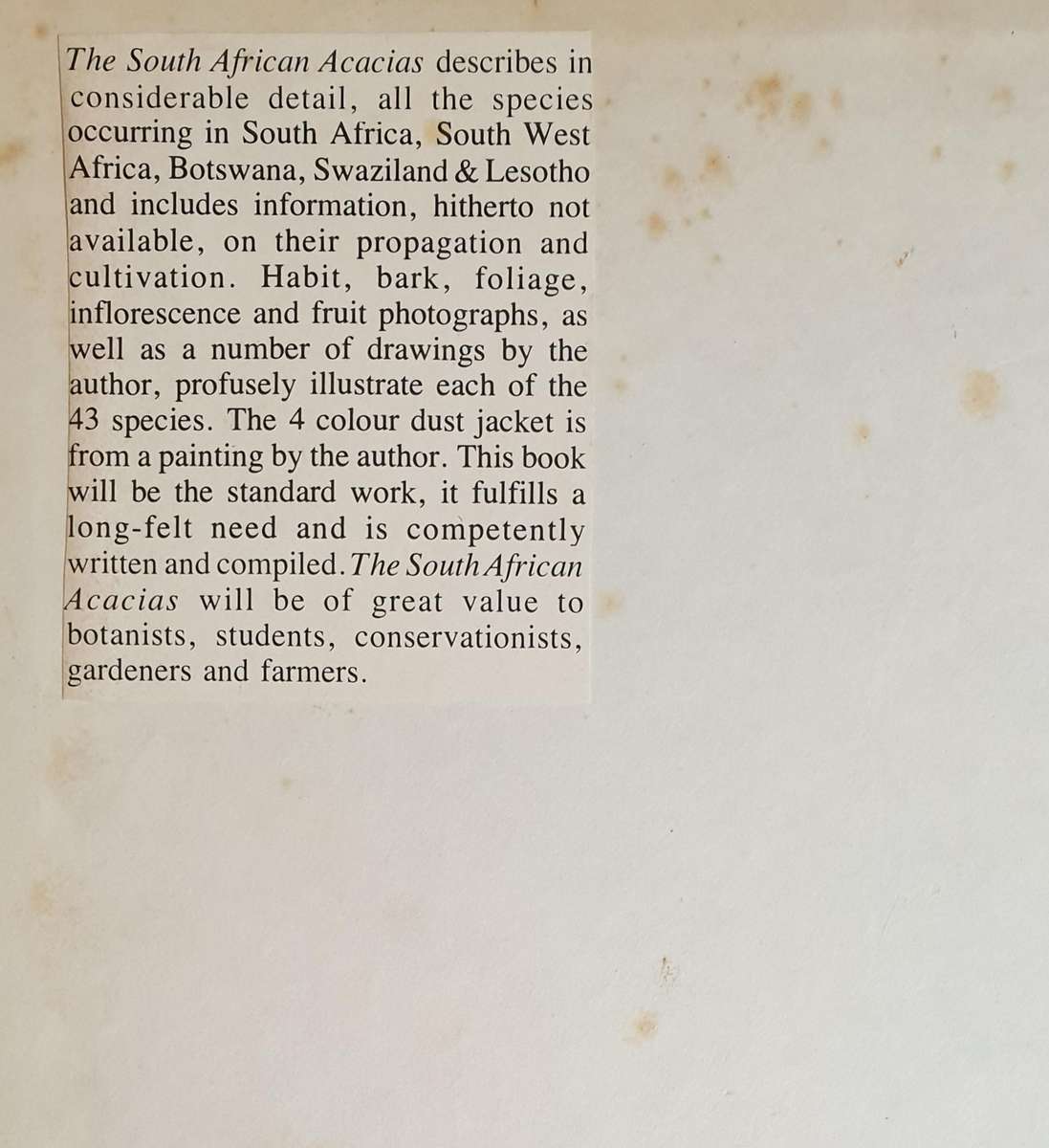 The South African Acacias - J. D. Carr