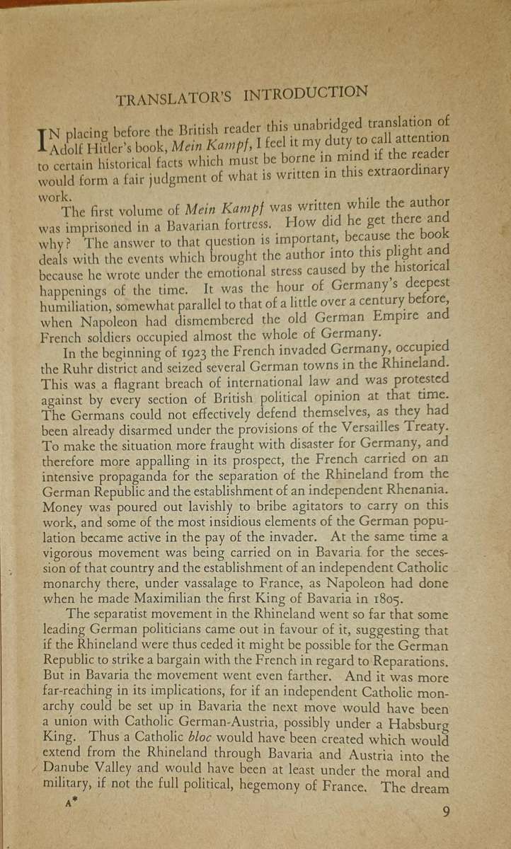 * 1939 * Mein Kampf - Adolf Hitler. Complete with both volumes in one.