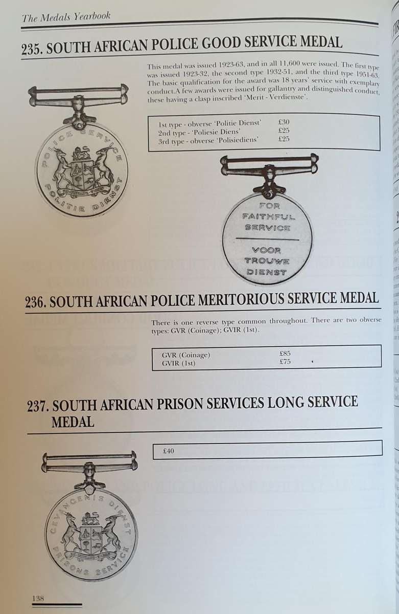 The Medals Year Book  A-Z of Medals, fully illustrated price guide (1995) Includes S.A.