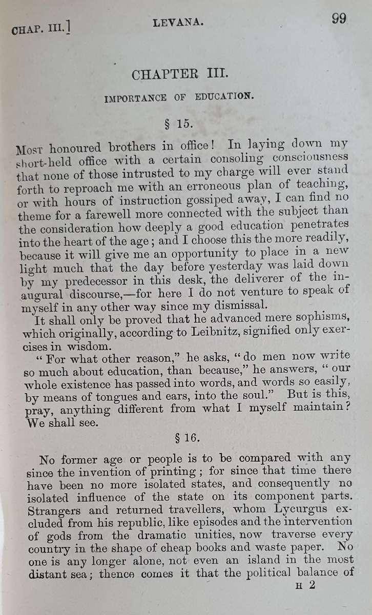 * 1901 * Richter's Levana or The Doctrine of Education